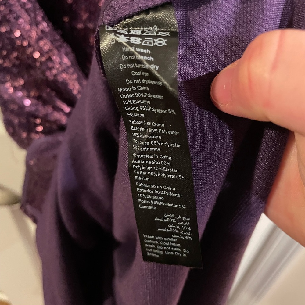 Long Sleeve Sequin Wrap Dress Purple City Chic Plus size Curve Mini Dress 14 - Picture 6 of 7